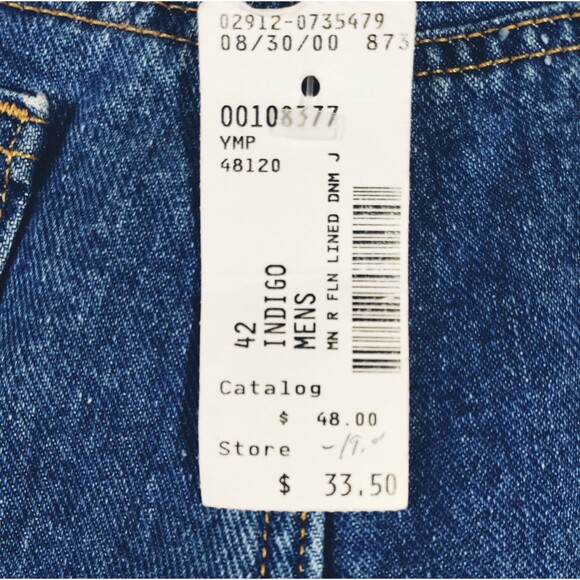 Land's End Jeans Men's 42 Raw Hem 38 Flannel Lined Farm Outdoor Utility Chore - Picture 12 of 12